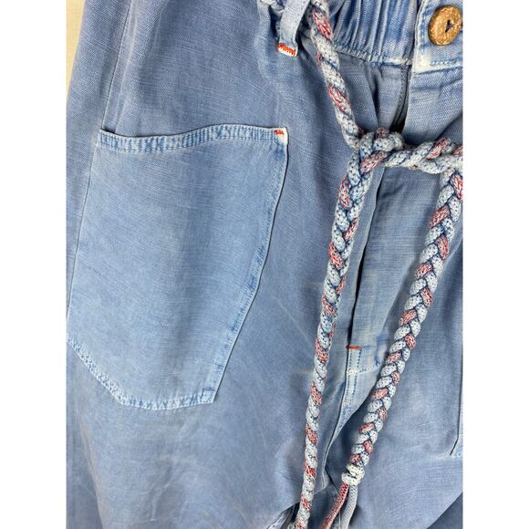 Dr Collectors Teddy Forever Pants Sz Large Blue Linen/Cotton Harem Slouchy - Picture 2 of 10